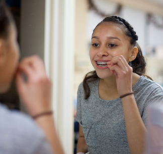 brushing and flossing